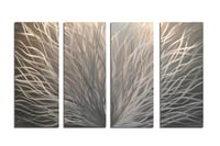 Image 4 of Metal Wall Art Home Decor- Radiance Silver 36x63- Abstract Contemporary Modern Decor Original Unique