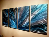 Image 4 of Metal Wall Art Home Decor- Radiance Blues- Abstract Contemporary Modern Decor Original Unique