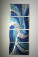 Metal Wall Art Home Decor- Echo 3 Blues v2- Abstract Contemporary Modern Decor 