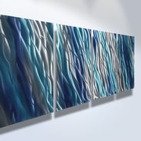 Image 1 of Metal Wall Art- Reef Blue- Home Decor Abstract Contemporary Modern Decor Original Unique