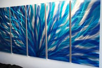 Image 4 of Metal Wall Art Home Decor- Radiance Blue 36x79- Abstract Contemporary Modern Decor Original