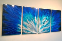 Image 1 of Abstract Metal Wall Art Home Decor- Fiamma Blue- Contemporary Modern Decor