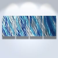 Image 2 of Metal Wall Art- Reef Blue- Home Decor Abstract Contemporary Modern Decor Original Unique