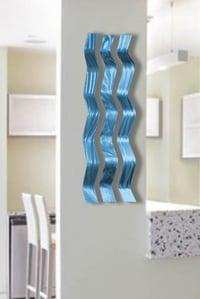 Image 1 of Metal Wall Art Home Decor- Harmony Aqua- Abstract Contemporary Modern Garden Decor