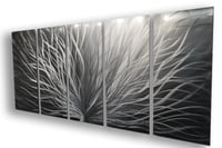 Image 2 of Metal Wall Art Home Decor- Radiance Silver 36x79- Abstract Contemporary Modern Decor Original