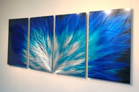 Image 3 of Abstract Metal Wall Art Home Decor- Fiamma Blue- Contemporary Modern Decor