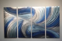 Image 3 of Metal Wall Art Home Decor- Echo 3 Blues v2 36x63- Abstract Contemporary Modern Decor Original Unique