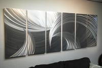 Image 1 of Metal Wall Art Home Decor- Tempest Silver 36x95- Abstract Contemporary Modern Decor Original