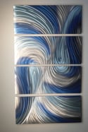 Metal Wall Art Home Decor- Echo 3 Blues v2 36x63- Abstract Contemporary Modern Decor Original Unique