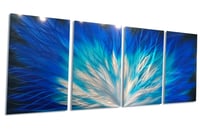 Image 4 of Abstract Metal Wall Art Home Decor- Fiamma Blue- Contemporary Modern Decor