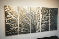 Image 1 of Metal Wall Art Home Decor- Radiance Silver and Gold 36x79- Abstract Contemporary Modern Decor