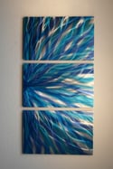 Unique Metal Wall Art Home Decor- Radiance Blues 47- Abstract Contemporary Modern 