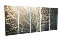 Image 2 of Metal Wall Art Home Decor- Radiance Silver and Gold 36x79- Abstract Contemporary Modern Decor