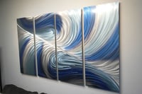 Image 5 of Metal Wall Art Home Decor- Echo 3 Blues v2 36x63- Abstract Contemporary Modern Decor Original Unique