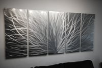 Image 5 of Metal Wall Art Home Decor- Radiance Silver 36x79- Abstract Contemporary Modern Decor Original