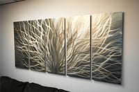 Image 4 of Metal Wall Art Home Decor- Radiance Silver and Gold 36x79- Abstract Contemporary Modern Decor