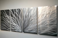 Image 1 of Abstract Metal Wall Art Home Decor- Radiance Silver- Contemporary Modern Decor