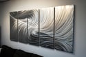 Metal Wall Art Home Decor- Echo Silver 36x79- Abstract Contemporary Modern Decor Original