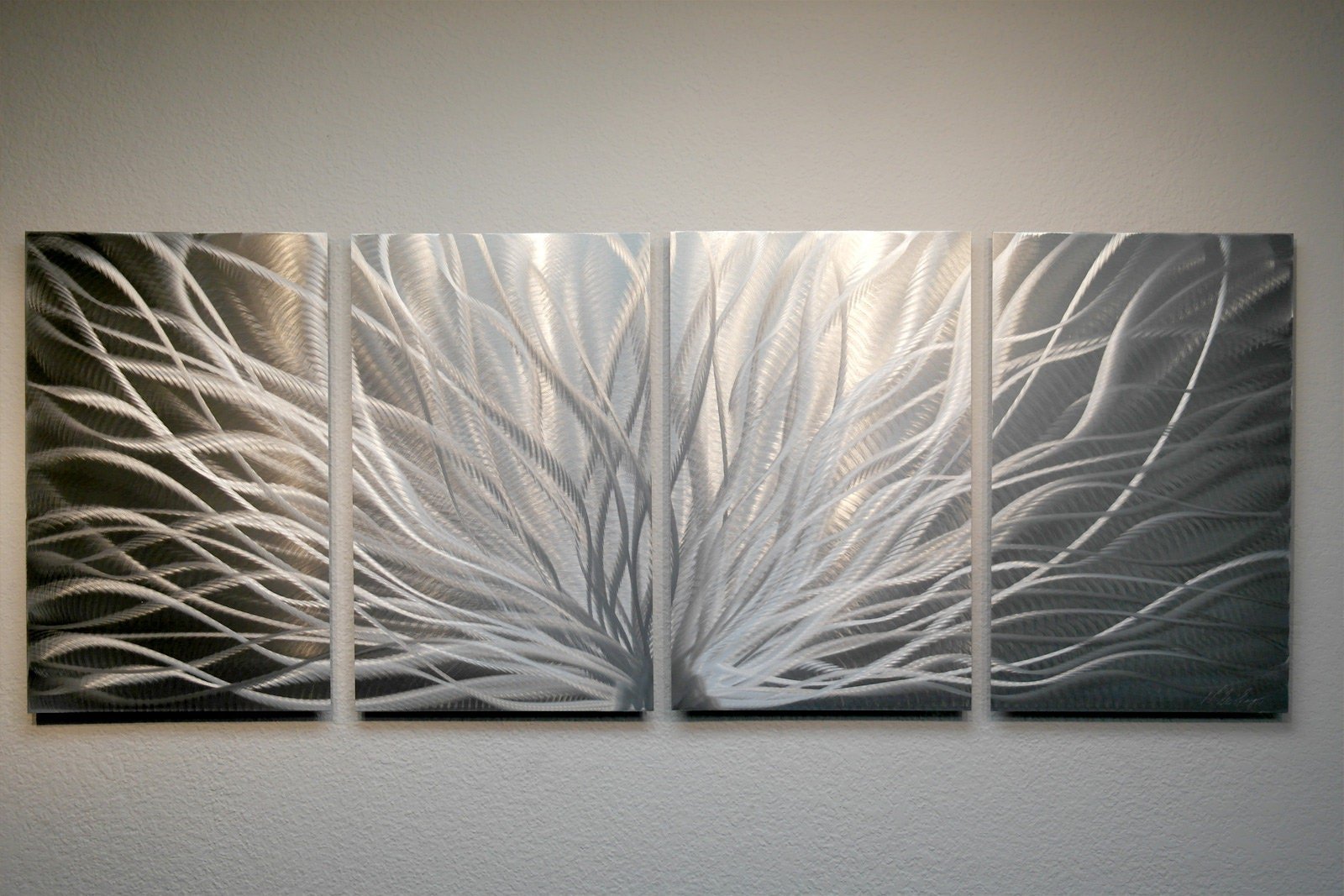 Contemporary Modern Decor Abstract Metal Wall Art 3 panel Radiance 