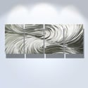 Abstract Metal Wall Art Home Decor- Echo Silver- Contemporary Modern Decor