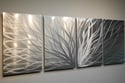 Abstract Metal Wall Art Home Decor- Radiance Silver- Contemporary Modern Decor