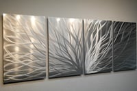 Image 3 of Abstract Metal Wall Art Home Decor- Radiance Silver- Contemporary Modern Decor