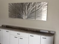 Image 4 of Abstract Metal Wall Art Home Decor- Radiance Silver- Contemporary Modern Decor