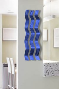 Image 5 of Metal Wall Art Home Decor- Harmony Blue- Abstract Contemporary Modern Garden Decor