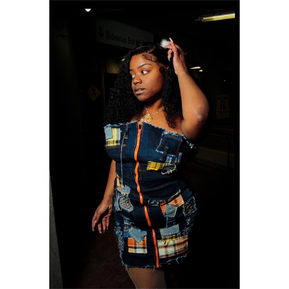 Image of "Plaid Out" Custom Denim Dress