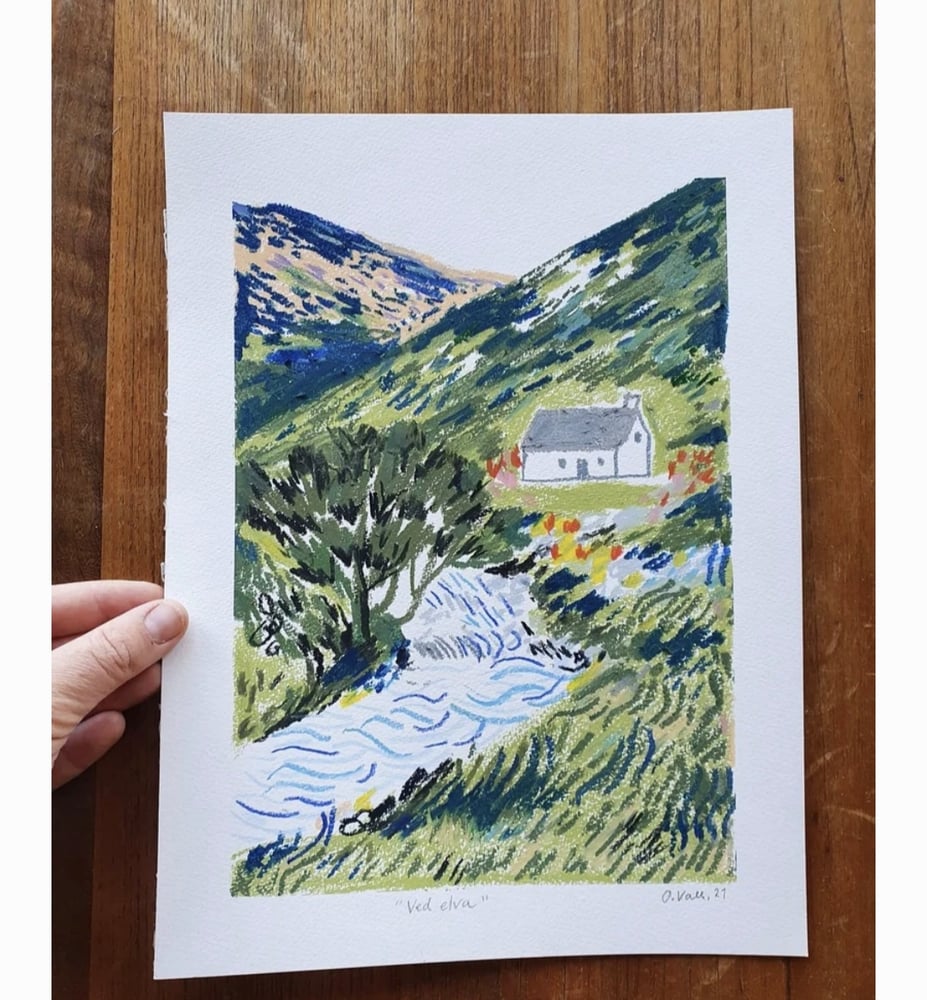 Image of A4 print of "Ved elva" 