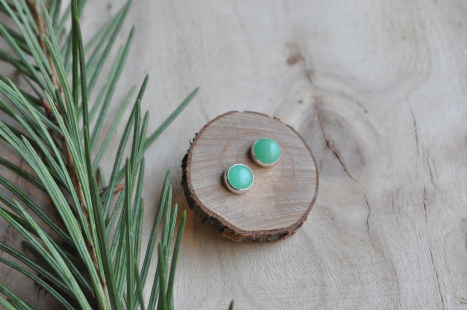 Image of Chrysoprase Studs in Sterling Silver