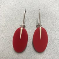 Image 1 of oval red drop earrings