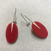 Image 2 of oval red drop earrings