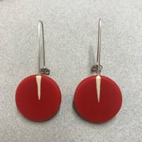 Image 1 of red circle drop earrings 