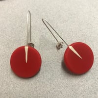 Image 2 of red circle drop earrings 