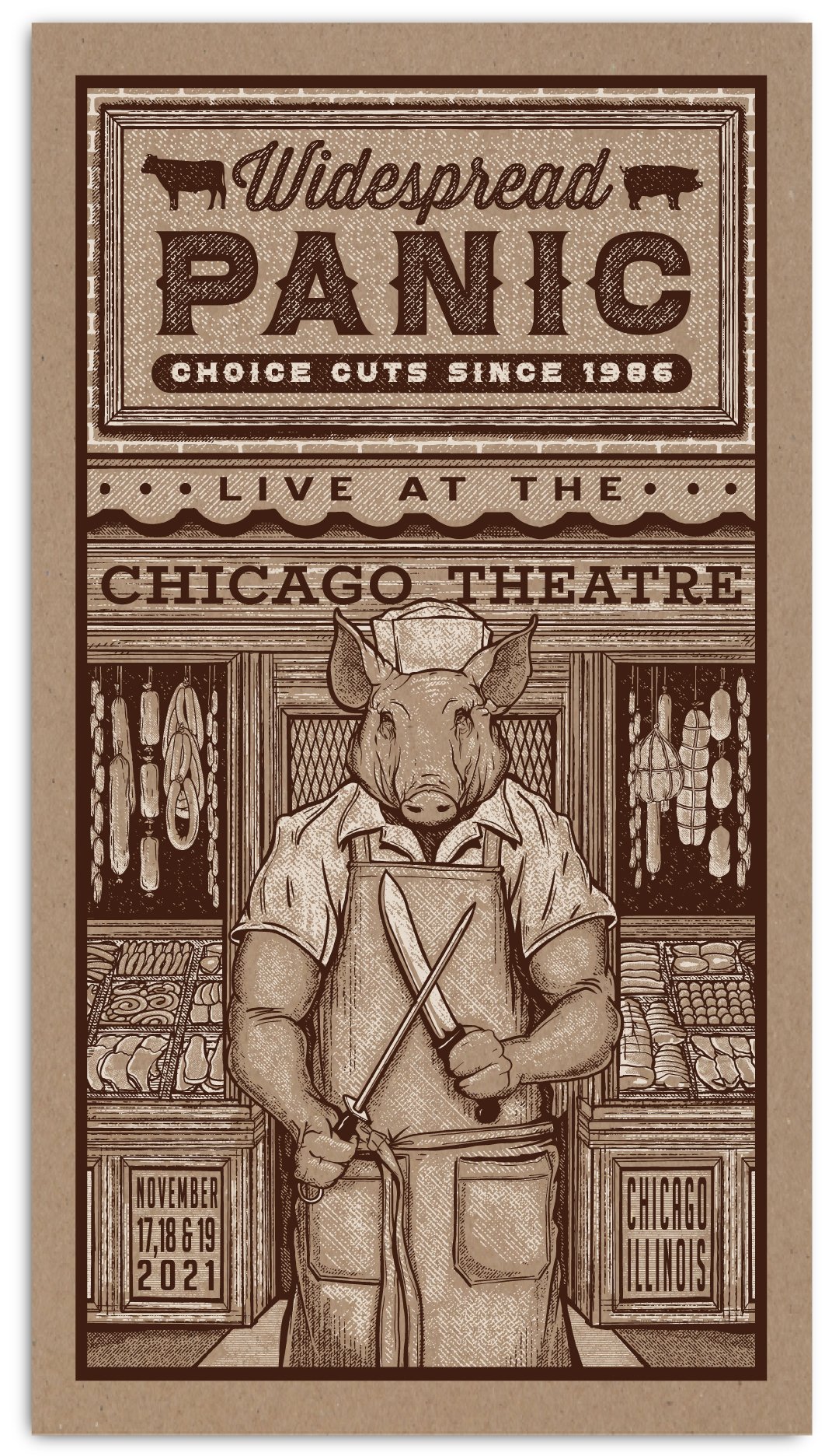 Image of Widespread Panic - Chicago Theatre 2021 - Kraft Butcher Paper Edition