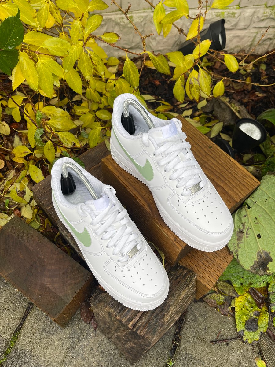 Nike AF1 Sage Green Ticks Acrylic Kicks