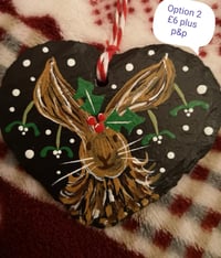 Image 2 of Christmas hare with holly or mistletoe