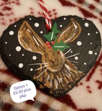 Image 1 of Christmas hare with holly or mistletoe