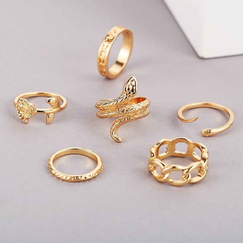 Image of Golden Snake Ring Set 