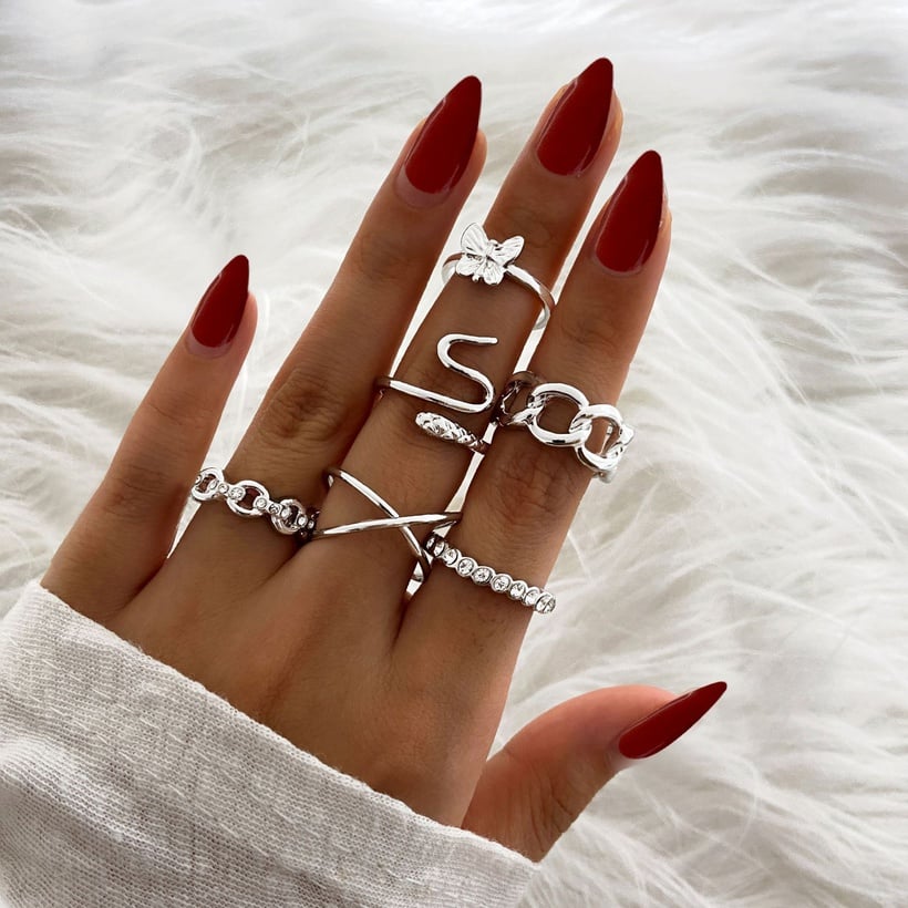 Image of Butterfly and Snake Ring Set