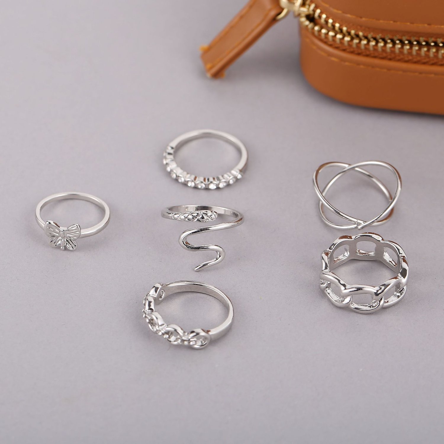 Image of Butterfly and Snake Ring Set