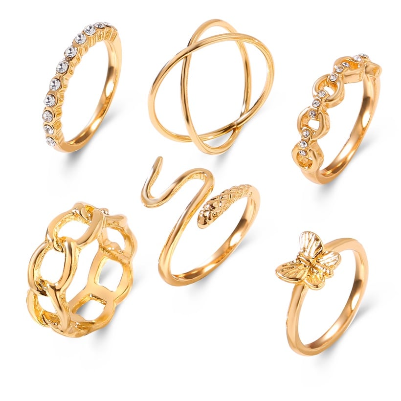 Image of Butterfly and Snake Ring Set