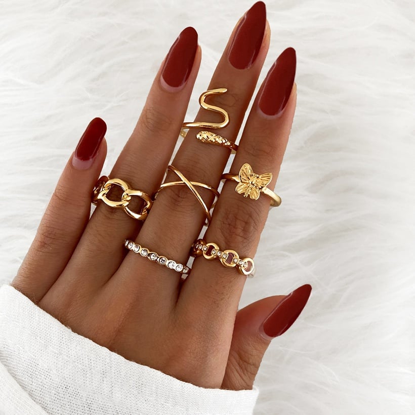 Image of Butterfly and Snake Ring Set