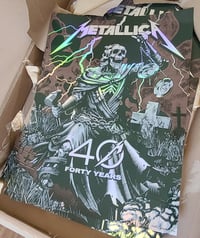 Image 4 of METALLICA OFFICIAL 40th ANNIVERSARY FOIL PRINT POSTER - SIGNED & NUMBERED BY ARTIST, LIMITED TO 66.