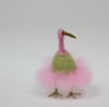 Needle felted quirky bird with  pink tutu