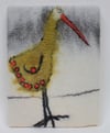 Quirky green wading bird felt picture
