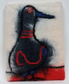 Quirky blue bird wool felt drawing