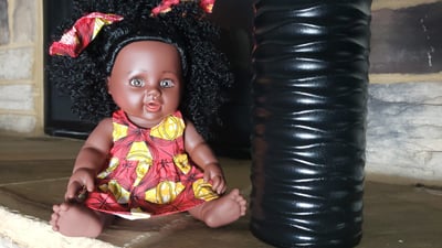 Image of K-lock doll (red African print dress)