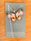 Wood Floral Butterfly Pendant with Roses